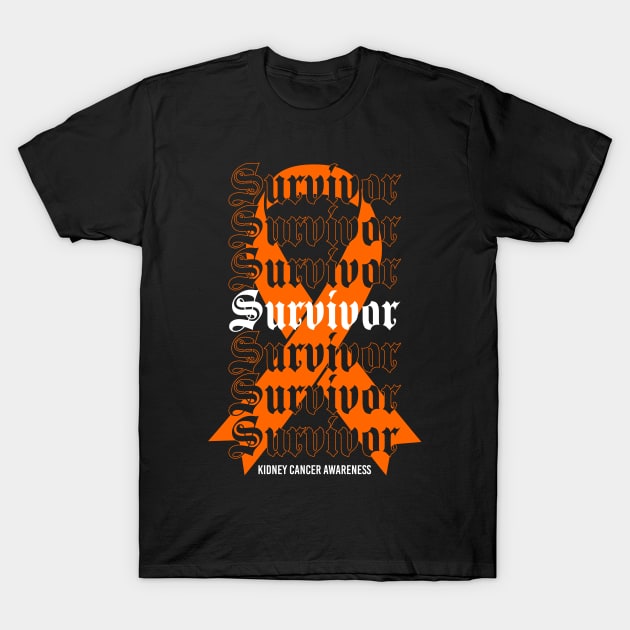 Kidney Cancer Awareness Survivor Orange Ribbon Gift T-Shirt by Alex21